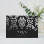 311 Dashing Damask Black Faux Silver RSVP (Debout devant)