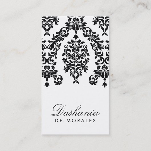 311-Dashing Damask | Ebony en ivoor Visitekaartje (Voorkant)