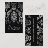 311 Dashing Damask Faux Silver Visitekaartje (Voorkant / Achterkant)
