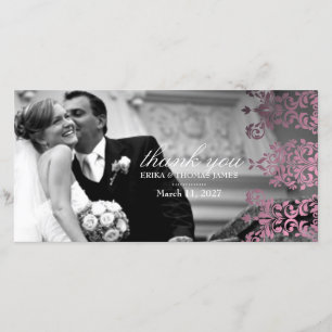 311-Dashing Damask Licht Roze Dankjewel Foto Bedankkaart