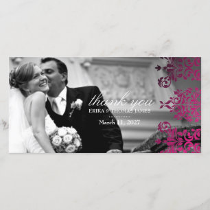 311-Dashing Damask Magenta dank u foto Bedankkaart