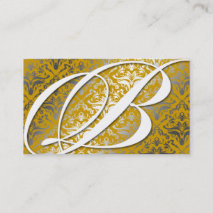 311-Dazzle Me Damask - B Monogram Gold Visitekaartje