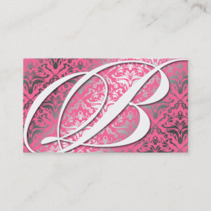 311-Dazzle Me Damask - B Monogram roze Visitekaartje