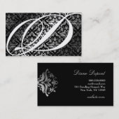 311-Dazzle Me Damask - D Monogram Black Visitekaartje (Voorkant / Achterkant)