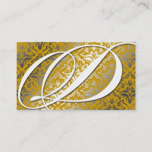 311-Dazzle Me Damask - D Monogram Golden Visitekaartje
