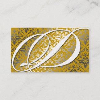 311-Dazzle Me Damask - D Monogram Golden Visitekaartje
