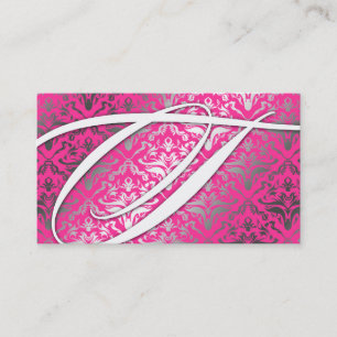 311 Dazzle Me Damask - T Monogram roze sizle Visitekaartje