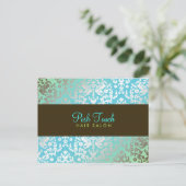 311 Dazzling Damask Carte postale Turquoise & Lime (Debout devant)