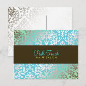 311 Dazzling Damask Carte postale Turquoise & Lime (Devant / Derrière)