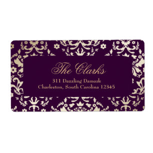 311 Dazzling Damask Gold Ivory Deep Paars Etiket