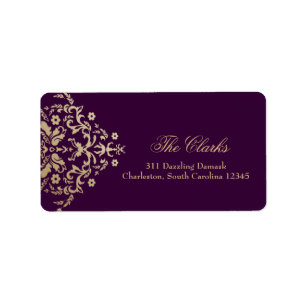 311 Dazzling Damask Gold Ivory Deep Paars Etiket