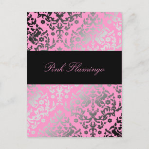 311-Dazzling Damask Pink Flamingo Briefkaart