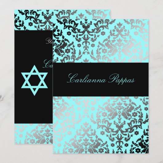 311 Dazzling Damask Turquoise Blue Star van David Kaart (Voorkant / Achterkant)