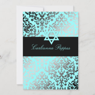 311 Dazzling Damask Turquoise Blue Star van David Kaart