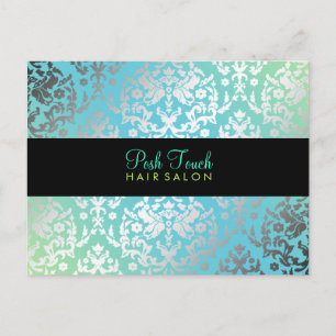 311 Dazzling Damask Turquoise & Limoen Black Briefkaart