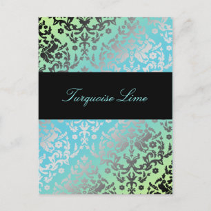 311 Dazzling Damask Turquoise Limoen Briefkaart