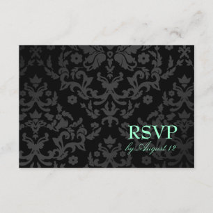 311 Dazzling Damask Turquoise RSVP-kaart RSVP Kaartje