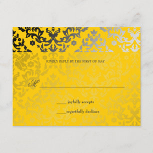 311-Dazzling Damask Yellow Jacket RSVP-kaart RSVP Kaartje