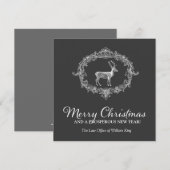 311 Deer Wreath Charcoal Grey Feestdagenkaart (Voorkant / Achterkant)