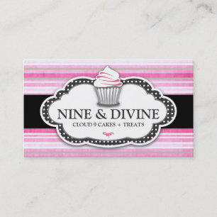 311 Divine  Pink Stripes Cupcake Visitekaartje