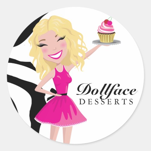 311 Dollface Desserts Blondie Zebra Ronde Sticker (Voorkant)