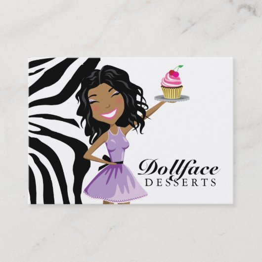 311 Dollface Desserts Ebonie Zebra 3,5 x 2 Visitekaartje (Voorkant)