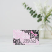 311 Dream in Leopard & Lace Girly Pink Visitekaartje (Staand voorkant)