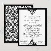 311 EBONY IVORY DAMASK UITNODIGING BRIEFKAART (Voorkant / Achterkant)