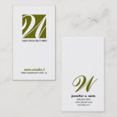 311-EENVOUDIG SQUARE MONOGRAM SAGE GROEN VISITEKAARTJE (Voorkant / Achterkant)