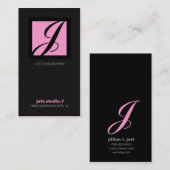 311-EENVOUDIG SQUARE MONOGRAM TEXTURE-PINK VISITEKAARTJE (Voorkant / Achterkant)