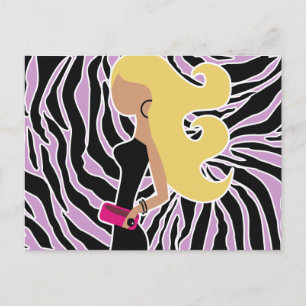 311-Fashionista Paarse Zebra Blond Briefkaart