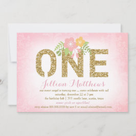 311 Faux Gold Glitter Een eerste verjaardag Kaart