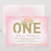 311 Faux Gold Glitter Een eerste verjaardag Kaart (Voorkant / Achterkant)