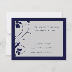 311-Floral RSVP   Midnight Blue & Grey Kaartje