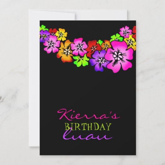 311 Flower Shower Lei Invitation Black (Devant)