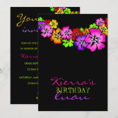 311 Flower Shower Lei Invitation Black (Devant / Derrière)