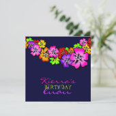 311 Flower Shower Lei Invitation Dark Navy Blue (Debout devant)