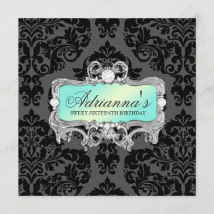 311 Glam Aqua Limoen Damask Diamonds Kaart