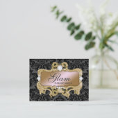 311 Glam Crazy Pink Gold Damask Visitekaartje (Staand voorkant)