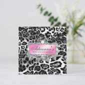 311 Glam Pink Grey Leopard Diamonds Kaart (Staand voorkant)