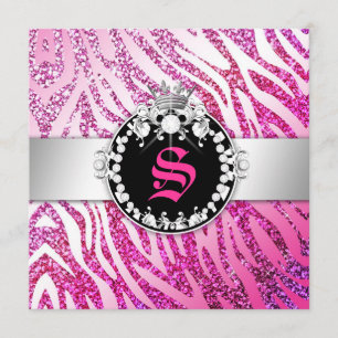 311 Glitter Queen Zebra roze & Paars (elke leeftij Kaart