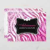 311 Glitter Zebra Roze Cadeaubon Briefkaart (Voorkant / Achterkant)