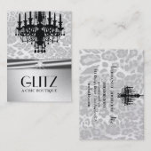311 Glitz Boutique Leopard Diamond Faux Silver Visitekaartje (Voorkant / Achterkant)
