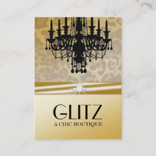 311-Glitz Boutique - Leopard Diamond Golden Visitekaartje