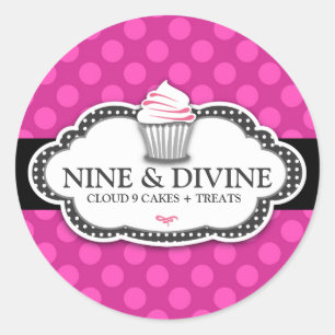 311 Goddelijke Roze Stippen Cupcakes Ronde Sticker