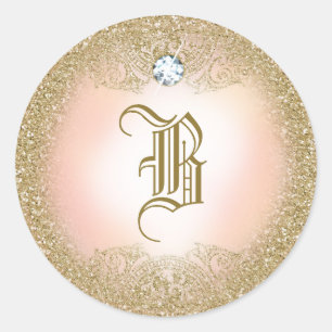 311 Gold Glitter Monogram Sticker