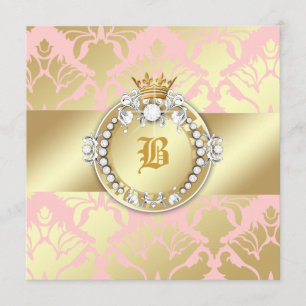 311 Golden Damask Shimmer Queen Baby shower Kaart