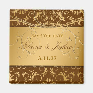 311-Golden diVine Chocolate Brown Save the Date Magneet