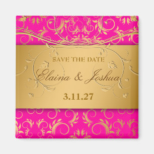 311-Golden diVine Passion Pinkt Save the Date Magneet