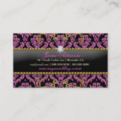 311-Golden Raspberry Bling Noir Damask Visitekaartje (Achterkant)